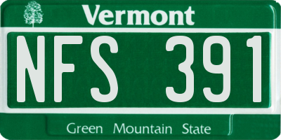VT license plate NFS391