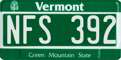 VT license plate NFS392