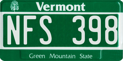 VT license plate NFS398