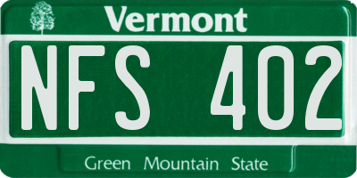 VT license plate NFS402