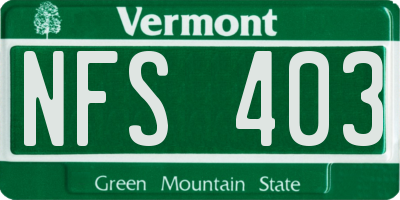 VT license plate NFS403