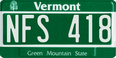 VT license plate NFS418