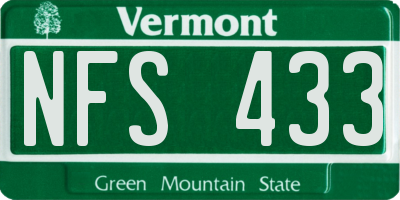 VT license plate NFS433