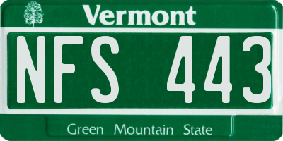 VT license plate NFS443