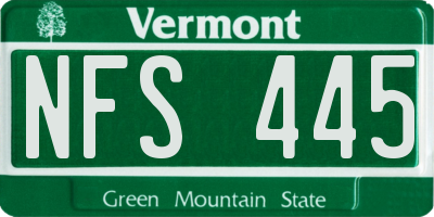 VT license plate NFS445