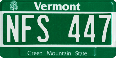 VT license plate NFS447