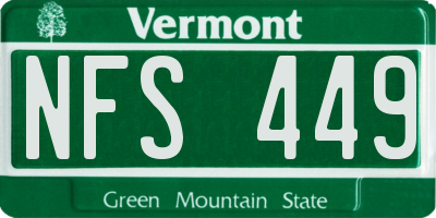 VT license plate NFS449