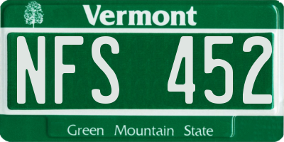 VT license plate NFS452