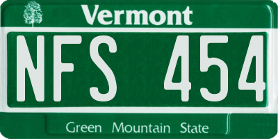 VT license plate NFS454