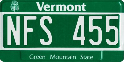 VT license plate NFS455