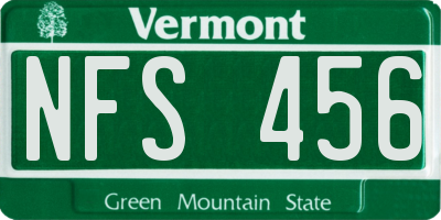 VT license plate NFS456