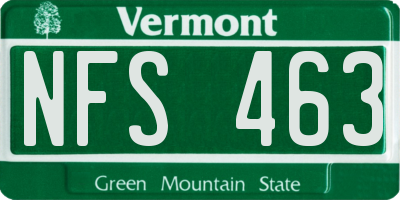 VT license plate NFS463