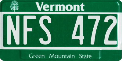 VT license plate NFS472