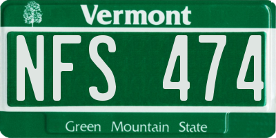 VT license plate NFS474