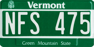 VT license plate NFS475