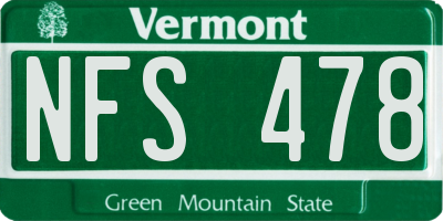 VT license plate NFS478