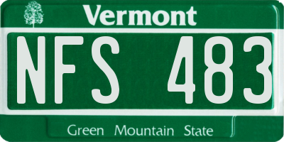 VT license plate NFS483