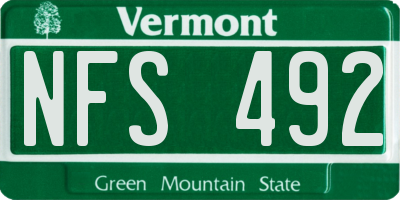VT license plate NFS492