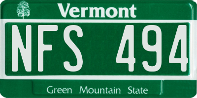 VT license plate NFS494