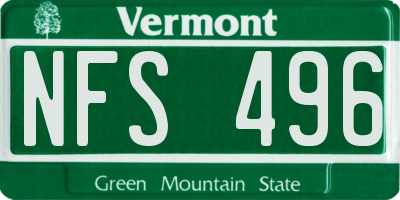 VT license plate NFS496