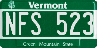 VT license plate NFS523