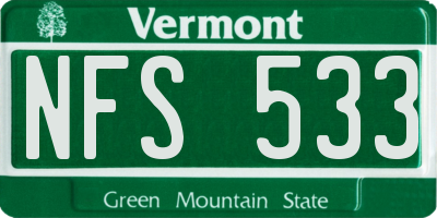 VT license plate NFS533