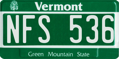 VT license plate NFS536