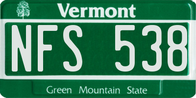 VT license plate NFS538