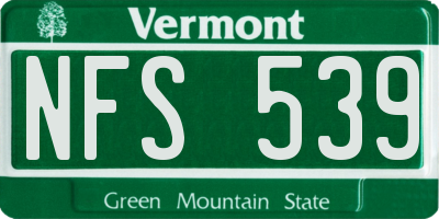 VT license plate NFS539