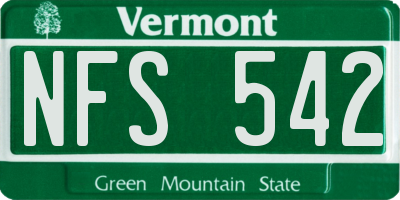 VT license plate NFS542