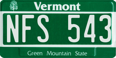 VT license plate NFS543