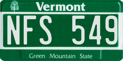 VT license plate NFS549
