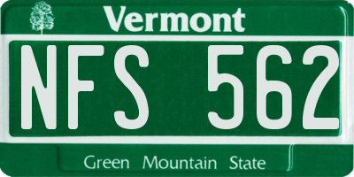 VT license plate NFS562