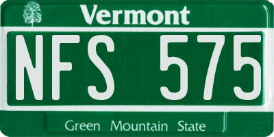 VT license plate NFS575