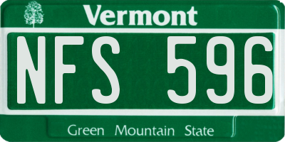 VT license plate NFS596