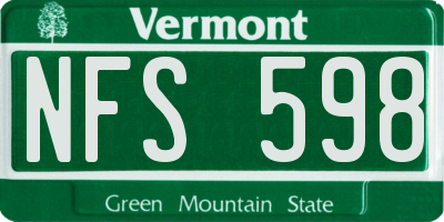 VT license plate NFS598