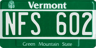 VT license plate NFS602
