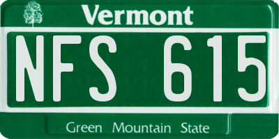 VT license plate NFS615