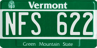 VT license plate NFS622
