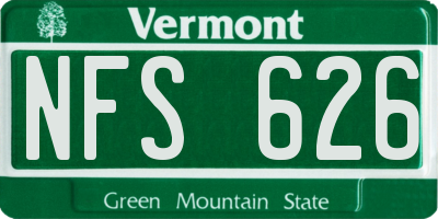 VT license plate NFS626