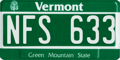 VT license plate NFS633