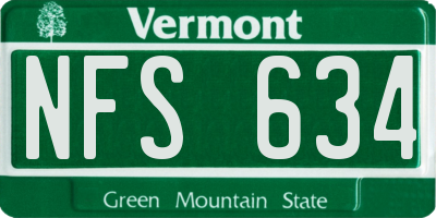 VT license plate NFS634