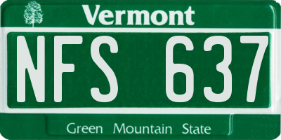 VT license plate NFS637
