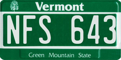 VT license plate NFS643