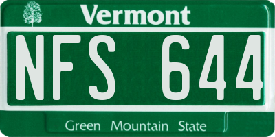 VT license plate NFS644