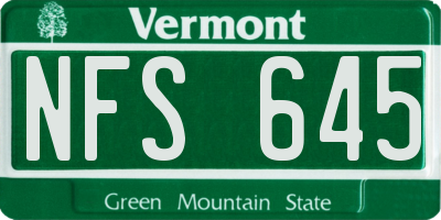 VT license plate NFS645