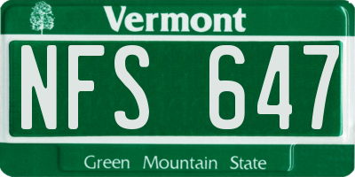 VT license plate NFS647