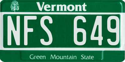 VT license plate NFS649