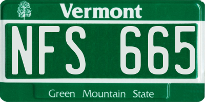VT license plate NFS665
