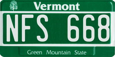 VT license plate NFS668